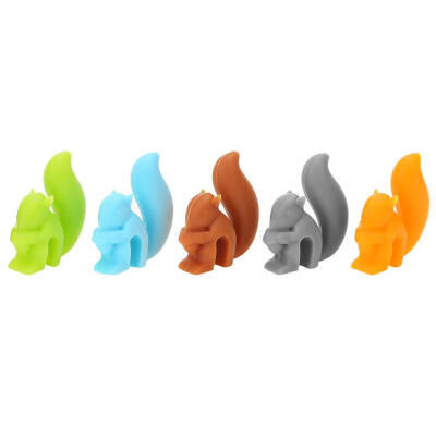 

5pcs Cute Silicone Squirrel Tea Bag Hanging Tea Infuser Mug Cup Clip Label