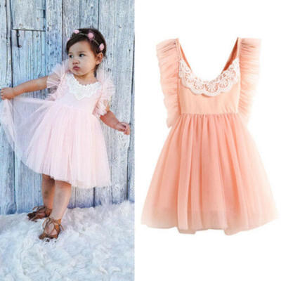 

Baby Kid Girls Party Formal Dress Clothes Floral Lace Costume Tutu Gown Princess