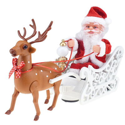 

Creative Elk Sled Santa Claus Doll With Music Electric Universal Car Toy Christmas Gift