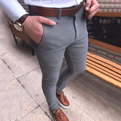 

Gobestart Mens Long Casual Business Slim Expandable Trousers Suit Pants Plain-Front Pant