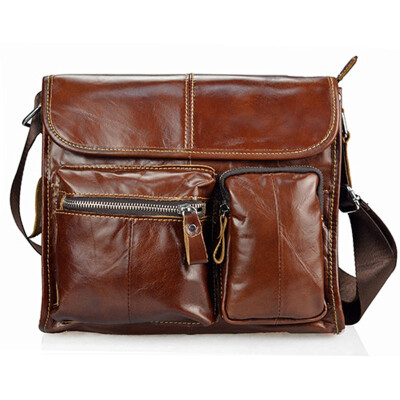 

Fashion Oil Wax Genuine Leather Men Bag Brand Messenger Bags For Men High Quality Vintage Leather Male Travel Handbags