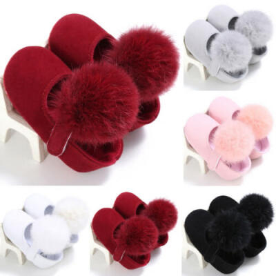 

0-18M Newborn Toddler Baby Boy Girl Pompon ball First Shoes Soft Sole Crib Shoe