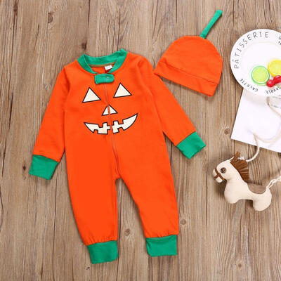 

Halloween Newborn Baby Boy Girl Sleepwear Sleepsuit Nightwear Pumpkin Jumpsuit Outfit