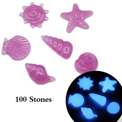 

100pcsBag DIY Home Decor Luminous Pebbles Sea Conch Shell Starfish Glow in Dark Colorful Rocks Stone for Aquarium Fish Tank