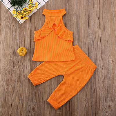 

Toddler Newborn Baby Girl Clothes Sleeveless TopsLong Pants Outfits 2pcs Set