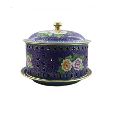 

WANG KE MAN cloisonne two peony chrysanthemum pot 5209