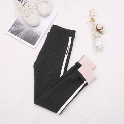 

Winter 2018 new product add thick cotton side edge white strip show thin size leggings warm pants