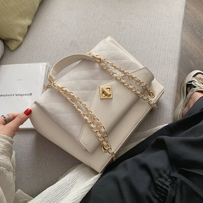 

Lingge chain bag ins advanced sense of foreign style womens bag new 2019 fashion lock shoulder bag Messenger bag