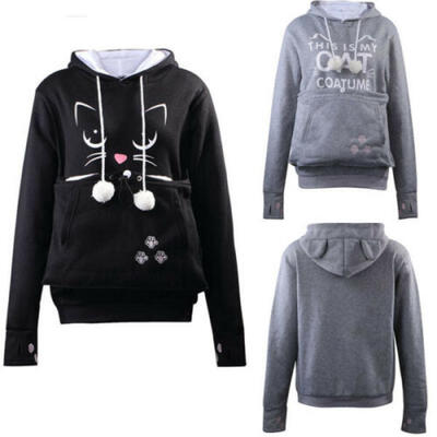 

Mewgaroo Nyangaroo Cat Dog Pet Casual Unisex Kangaroo Grey Coat Hoodie Japanese
