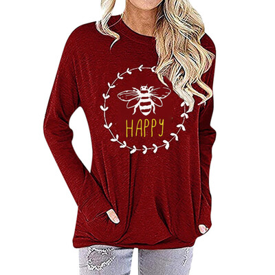 

Tailored Womens Fashionable Round-Collar Printed Long-Sleeved Pocket Jacket Blouses