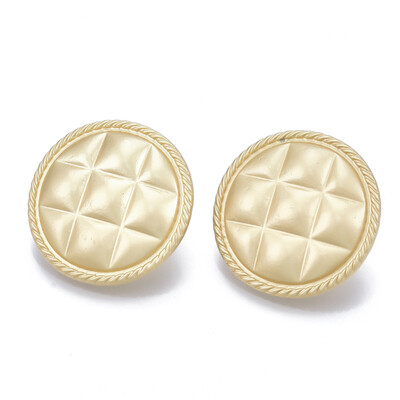 

Alloy Stud Earrings with Steel Pin Matte Style Flat Round Matte Golden 225mm Pin 07mm