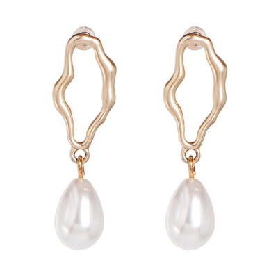 

AOTEMAN Fashion round Pearl Flower stud Earrings For Women Wedding Party Girl Geometric Statement Earrings boho ZA Jewelry