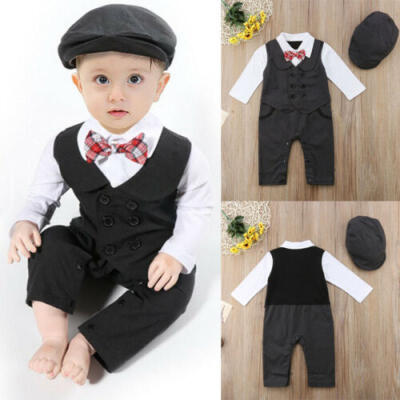 

Newborn Baby Boys Gentleman Formal Suit Romper Jumpsuit Tuxedo Outfit Clothes