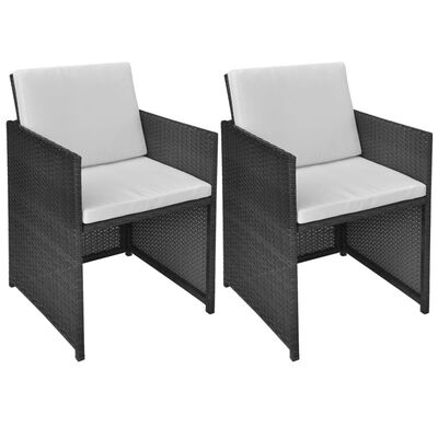 

Garden Chairs 2 pcs with Cushions&Pillows Poly Rattan Black