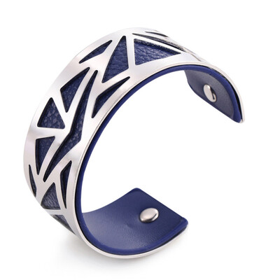 

12 Styles Luxury Stainle Steel Irregular Hollow Triangle Leather Bracelets & Bangles For Women Girls Party Jewelry Gifts