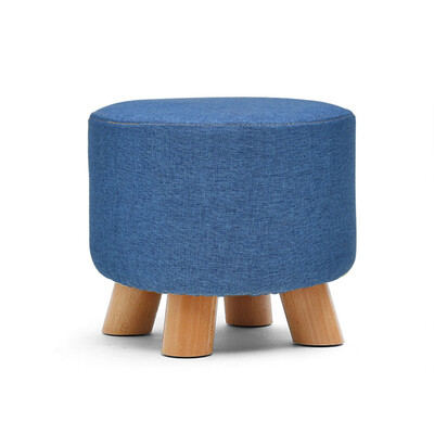 

Ottoman Pouf Round Fabric Creative Solid Wood Thickened Footstool Padded Foot Rest Folding Storage Seat Stool with Removable Cover