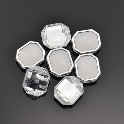 

Sew on Taiwan Acrylic Silver Plated Garment Accessories Rectangle White 17x13x8mm Hole 1mm
