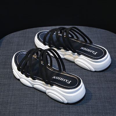 

2019 new summer two women in sandals full of thick soles sports network celebrity fairy style fashion ins tide shoes pregnant wome