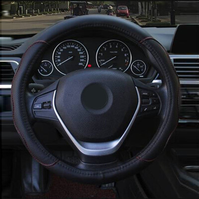

1pc New Car Imitation Leather Steering Wheel Cover Black Red Sport Grip Non-slip