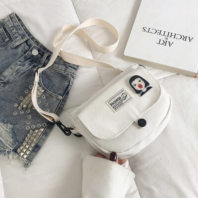 

Fashion letter temperament shoulder bag female 2019 summer new cartoon cute saddle bag casual wild canvas bag