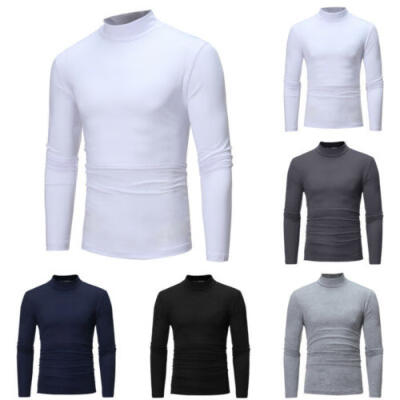 

AU SELLER MEN ROLL NECK LONG SLEEVE COTTON TOP & TURTLE NECK BASIC T SHIRTS