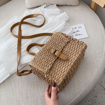 

Tailored Womens Fashion Retro Woven Shoulder Bag Solid Color Handbag Woven Bag Beach Bag
