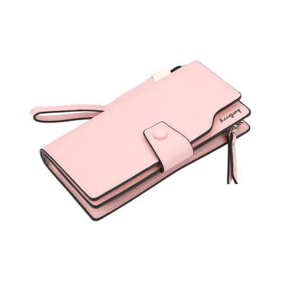 

Womens Long Leather Wallet Elegant Trifold Zipper Buckle Purse