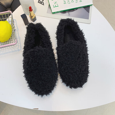 

Hairy shoes autumn&winter Korean version flat shoes flat soles velvet warm students bean shoes beans beans
