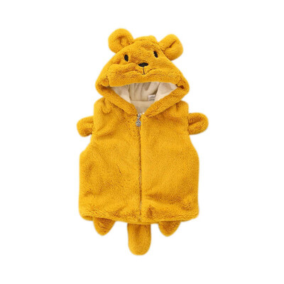 

2017 Winter Kids Girls Thick Waistcoat Cute Bear Ears Solid Zipper Hooded Waistcoats Coats Outwears