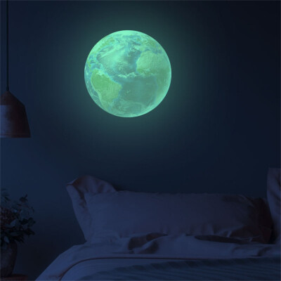 

Gobestart 30cm 3D Planet Fluorescent Wall Sticker Removable Glow In The Dark Sticker