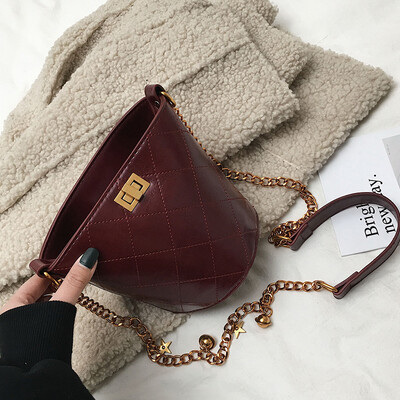 

Spring&summer retro bag female 2019 new wave Korean version of the wild single shoulder slung fashion casual rhombic chain bucket
