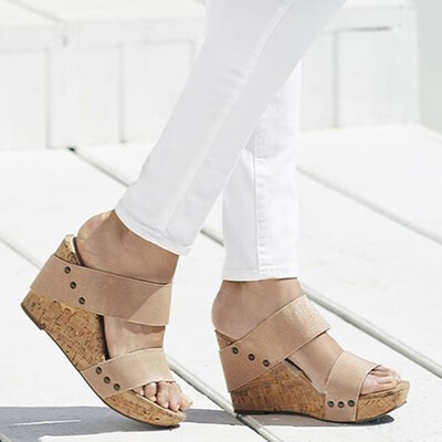 

Rose Summer Womens Breathable Thick Bottom Retro Wedge Sandals Flats Roman Slippers