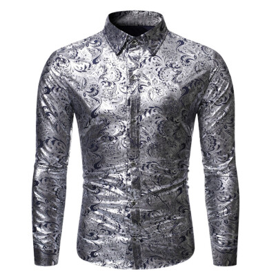 

Tailored Mens New Style Fashion stamped Long Sleeve Shirt Printed Long-Sleeved Blouse