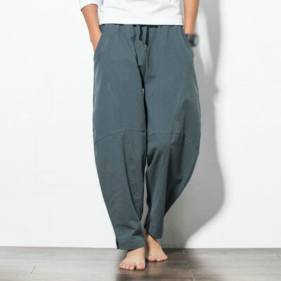 

Ladies Wide Leg Baggy Bottoms Plain Elastic Waist Pants Casual Retro Trousers