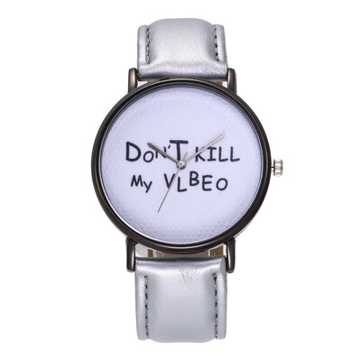 

Pure White Reloj 2018 Fashion Women Quartz Watch DONT KILL My VLBEO Leather Watches High Quality Clock Wristwatch Feminino