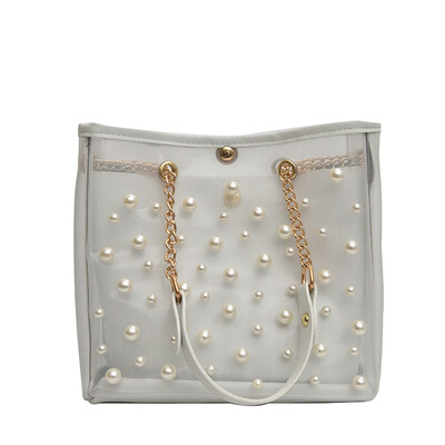 

Tailored Woman 2019 New Transparent Pearl 2PC Shoulder Chain Bag Fashion Messenger Bag