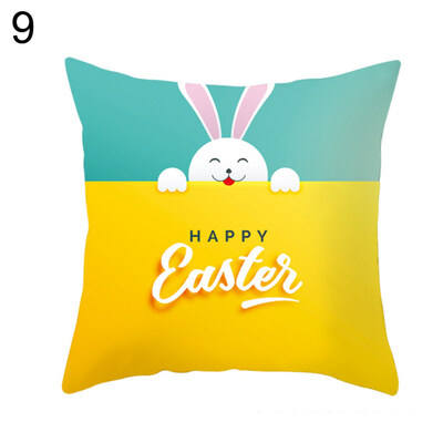 

Happy Easter Rabbit Egg Throw Pillow Case Home Car Decor Sofa Bed Cushion Cover