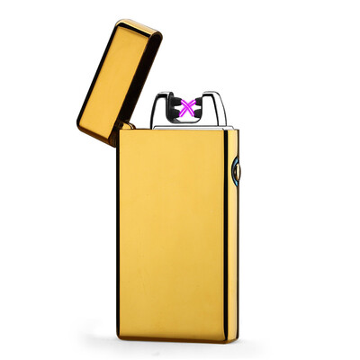

USB Rechargeable Electronic Hit Fire Machine Windproof Flameless Metal Smoking Cigarette Lighters of Double Pulsed Arc