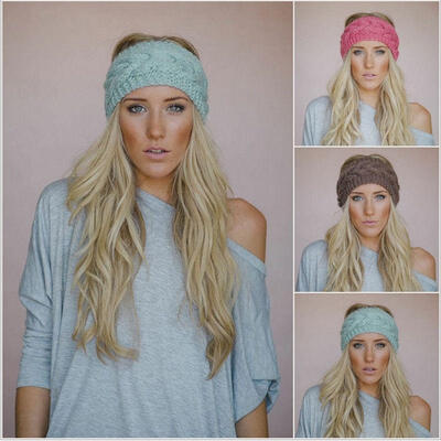 

Fashion Womens Ear Warmer Twist Knit Soft Braided Crochet Headband Winter Knit Head Wrap