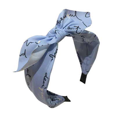 

Women Bowknot Headband Kawaii Cute Leeter Print Ladies Hairband Party Headwear