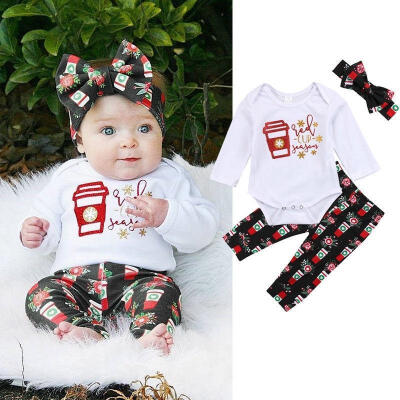 

Christmas Newborn Baby Boys Girls Romper Long Pants Outfits Set Clothes