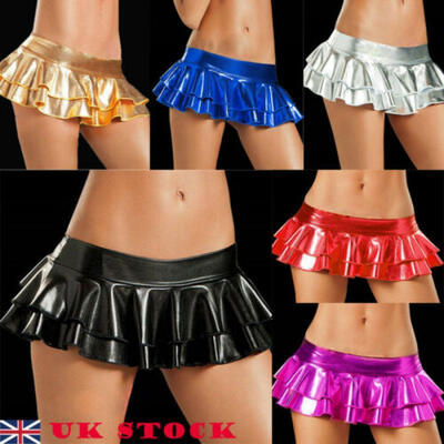 

Sexy Womens Metallic Shiny Bodycon Micro Mini Dress Party Clubwear Short Skirt