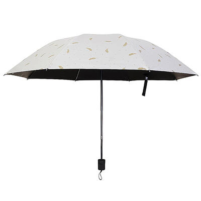 

Simple Feather Pattern Three Folding Sunscreen Umbrella Windproof Parasol