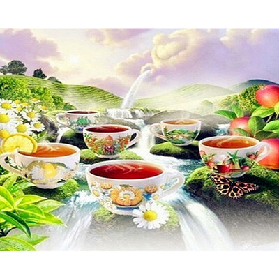 

Full 5d Diamond Painting Drill Square Tea New Diamond Embroidery 2019 Cup Diamond Art Rhinestones Pictures