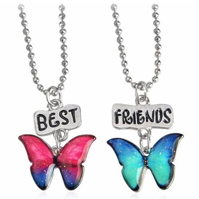 

Best Friends Butterfly Pendant Necklaces BFF Jewelry Good Gift