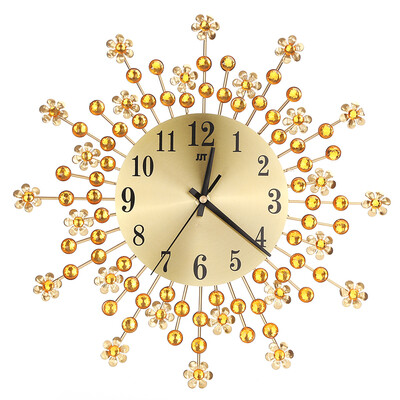

Inlaid Diamond Flower Living Room Silence Bedroom Metal Wall Clock