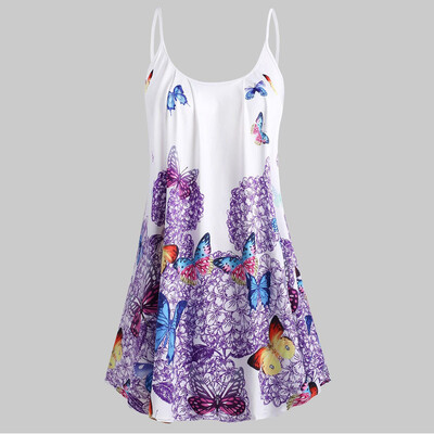 

Roseonmyhand Plus Size Fashion Women Butterfly Printed O-Neck Camis Tops Casual Blouse