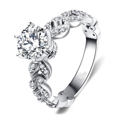 

Women Fashion Rhinestones Engagement Ring Mesmerizing Diamonds Twist Wedding Ring