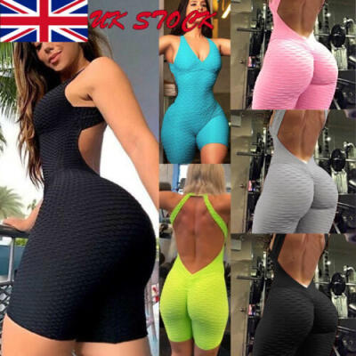 

Ladies Women Stretchy Yoga Gym Sports Casual Rompers Jumpsuits Shorts Bodysuits