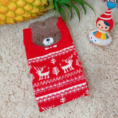 

Cartoon Christmas Santa Claus Elk Deer Sock Unisex Xmas Winter Cotton Socks